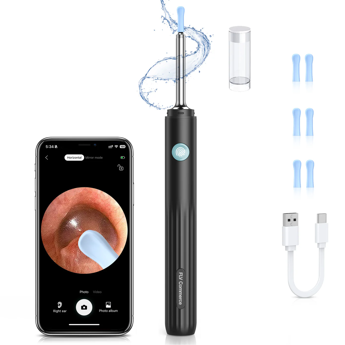 Strumento per Rimuovere il Cerume con Telecamera HD e Luci LED